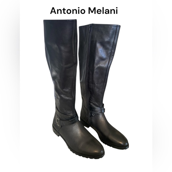 Antonio Melani black leather boots size 7MW - Picture 1 of 9